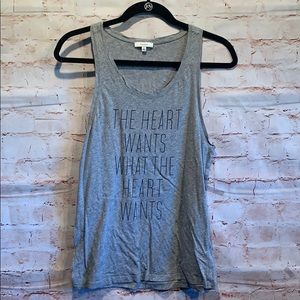 Talula racer back tank sz S grey 100% cotton words